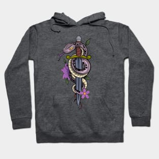 Snake and Dagger Tattoo Flash Hoodie